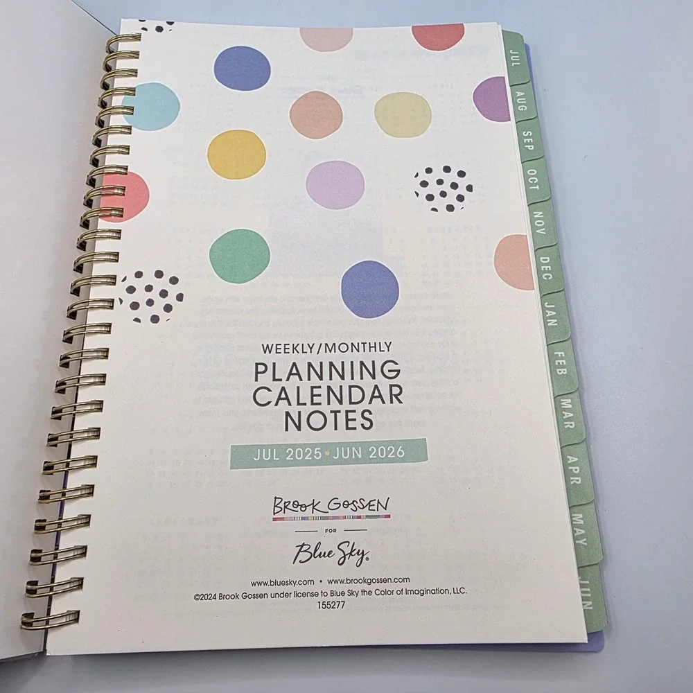 Blue Sky Brook Gossen 2025 2026 Weekly Monthly Planning Calendar Notes‎ Planner